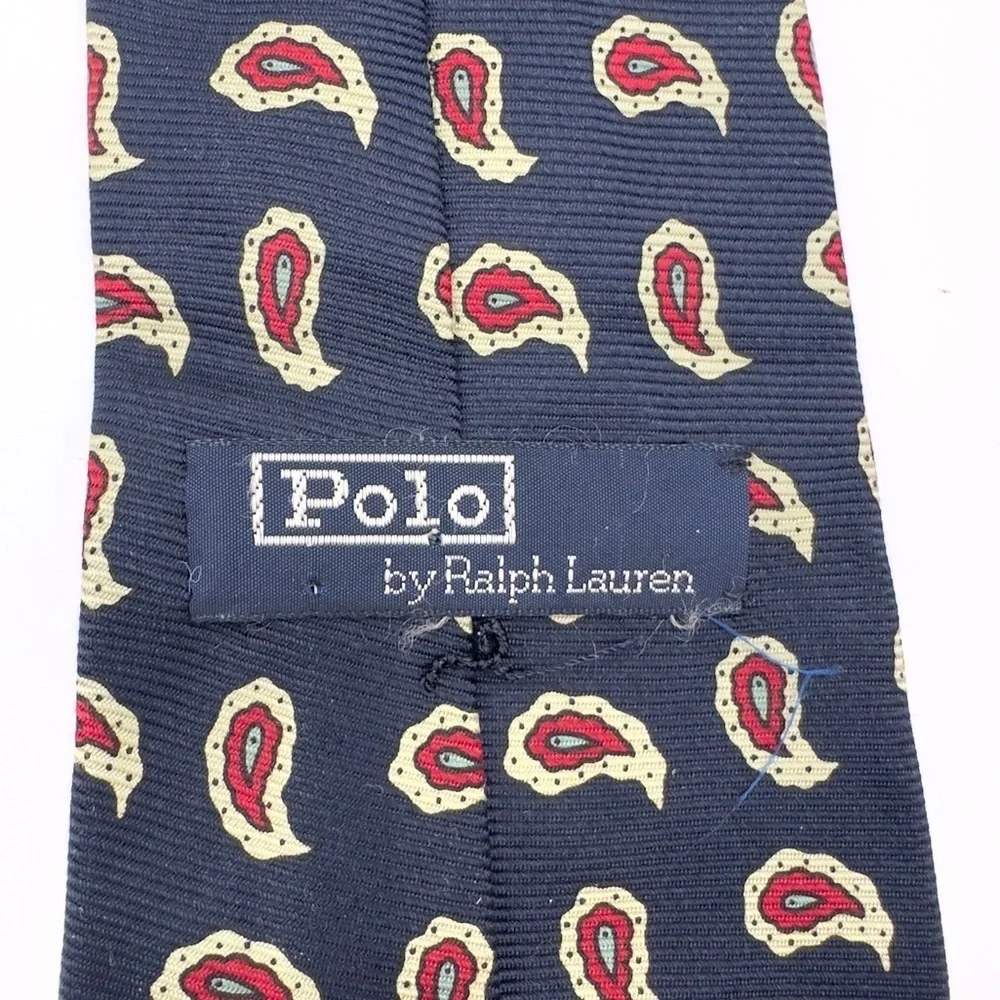 Polo Ralph Lauren Vintage Silk Tie Blue Red Paisley Pattern Made in USA